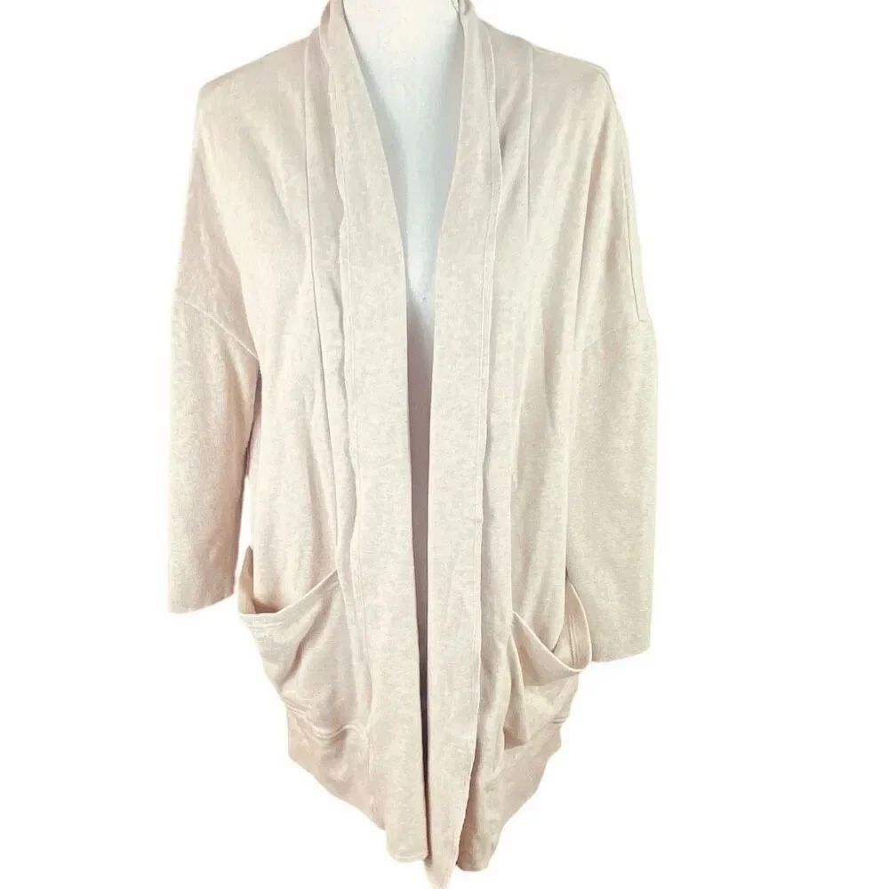 Pact Womens Beige Organic Cotton Open Front Cardigan Sweater XS/S